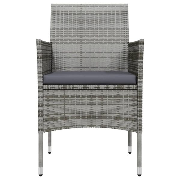 Градински трапезен комплект 3 части с възглавници сиво и черно