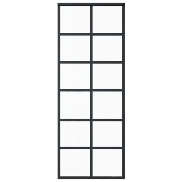 Плъзгаща врата, ESG стъкло и алуминий, 76x205 см, черна