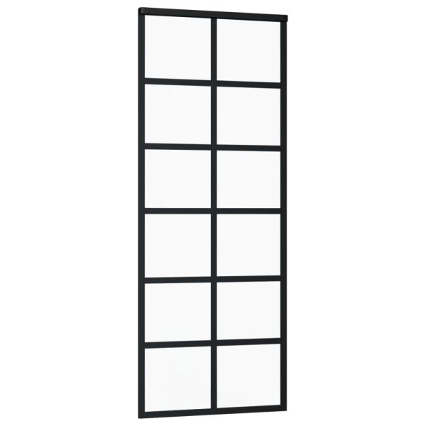 Плъзгаща врата, ESG стъкло и алуминий, 76x205 см, черна