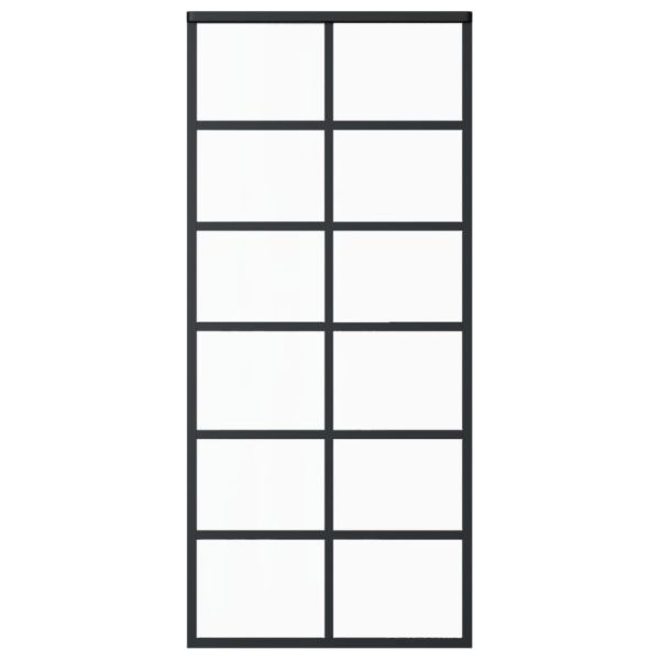 Плъзгаща врата, ESG стъкло и алуминий, 90x205 см, черна