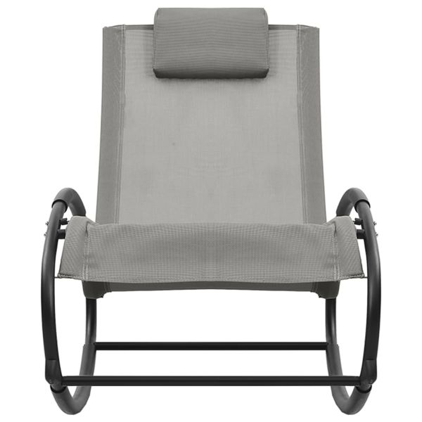 Шезлонг с възглавница, стомана и textilene, сив