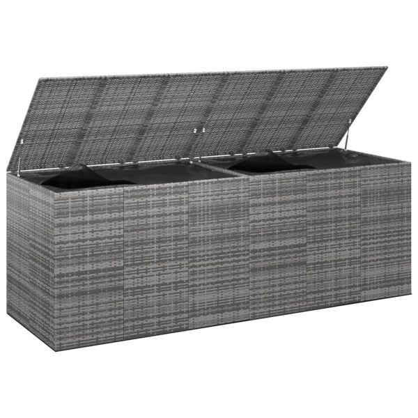 Кутия за градински възглавници PE Ратан 291x100,5x104 см сива