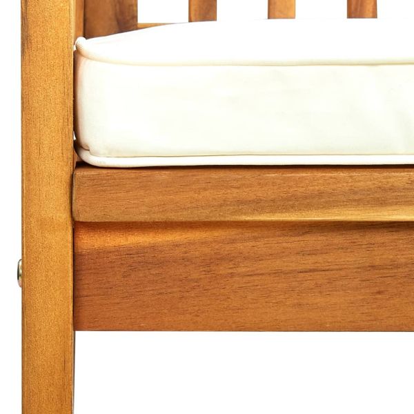 Градински трапезни столове с възглавници, 3 бр, акация масив