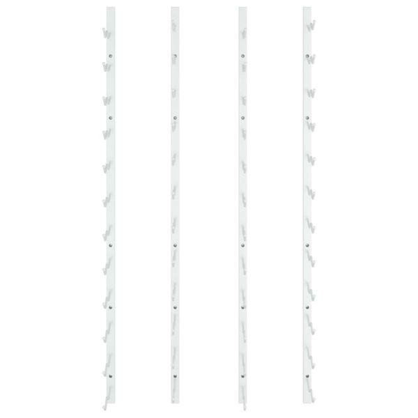 Стойки за вино за 24 бутилки, стенен монтаж, 2 бр, бели, желязо