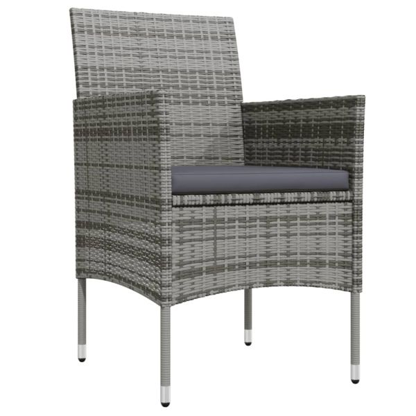 Градински трапезен комплект с възглавници 7 части сиво и черно