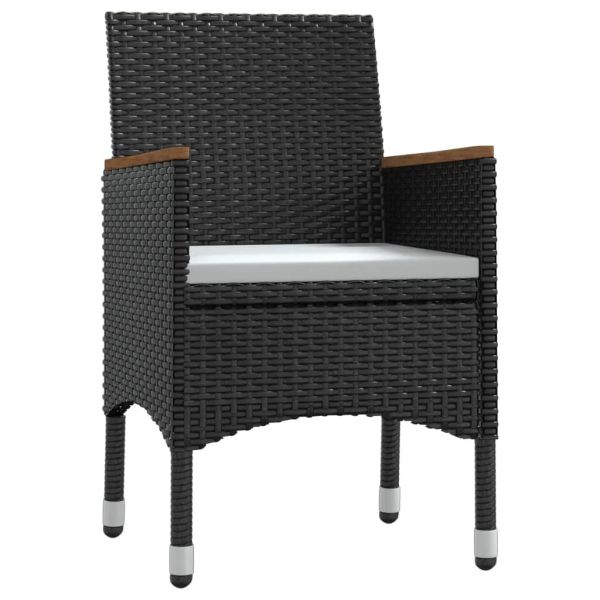 Градински трапезен комплект с възглавници 7 части черен