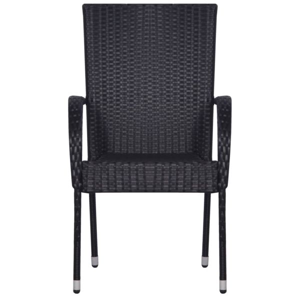 Градински трапезен комплект, 9 части, черен