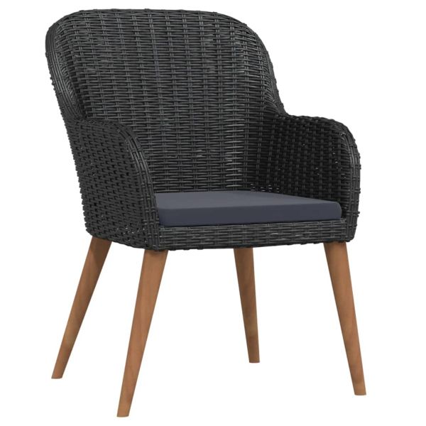 Градински трапезен комплект възглавници 9 части черен