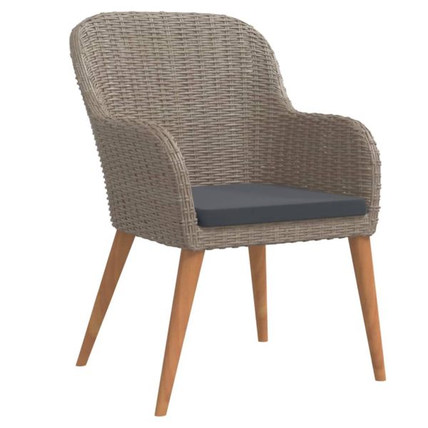 Градински трапезен комплект с възглавници, 7 части, кафяв