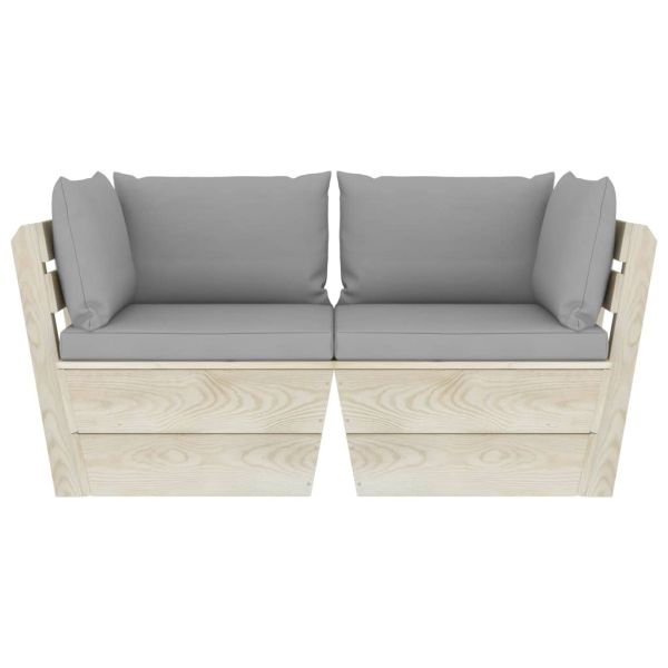 Градински 2-местен палетен диван възглавници импрегниран смърч