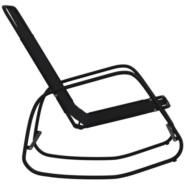 Люлеещи се шезлонги, 2 бр, черни, стомана и textilene