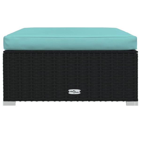 Градински лаундж комплект с възглавници 6 части полиратан черен