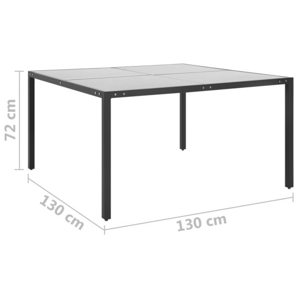 Градинска маса антрацит 130x130x72 cм стомана и стъкло