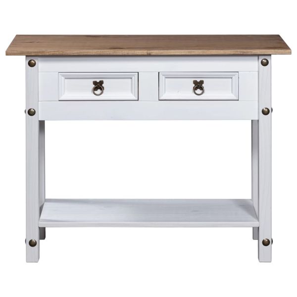 Конзолна маса мексикански бор стил Корона бяла 90x34,5x73 cм