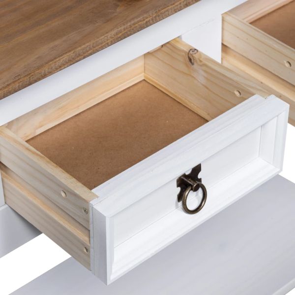 Конзолна маса мексикански бор стил Корона бяла 90x34,5x73 cм