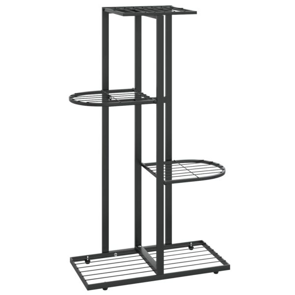 4-етажна поставка за цветя, 43x22x76 см, черен, метал