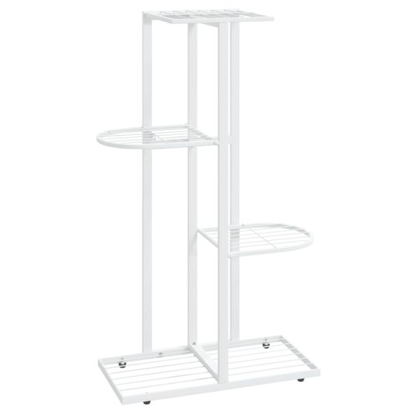 4-етажна поставка за цветя, 43x22x76 см, бяла, метал