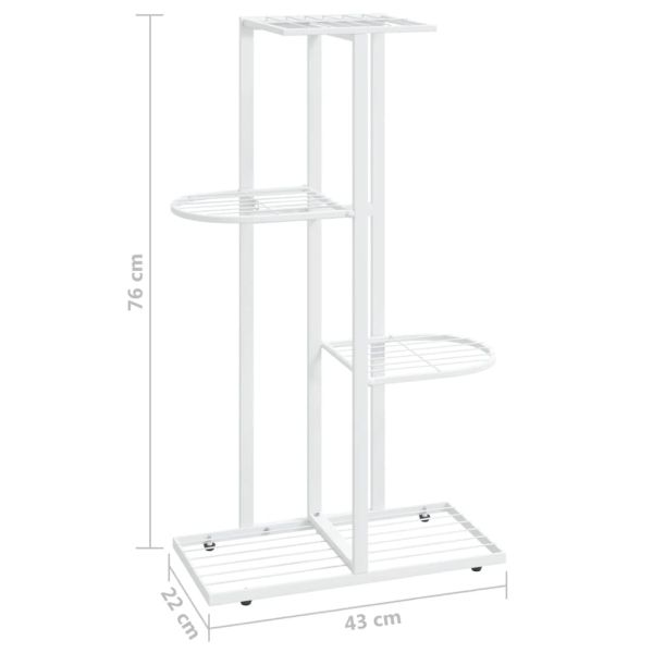 4-етажна поставка за цветя, 43x22x76 см, бяла, метал