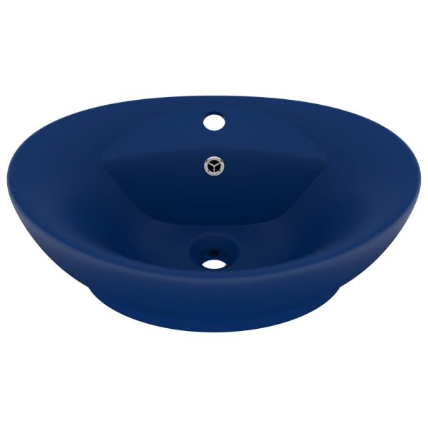 Мивка с преливник лукс овал тъмносин мат 58,5x39 см керамика