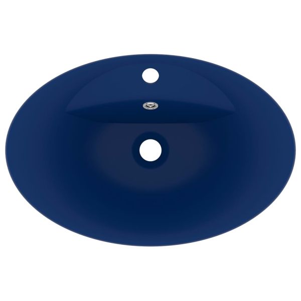 Мивка с преливник лукс овал тъмносин мат 58,5x39 см керамика
