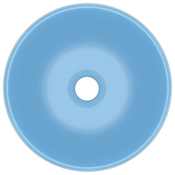 Луксозна кръгла мивка, матово светлосиня, 40x15 см, керамика