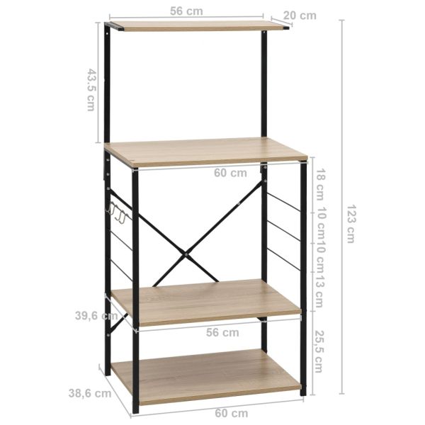 Шкаф за микровълнова черно и дъб 60x39,6x123 см инженерно дърво