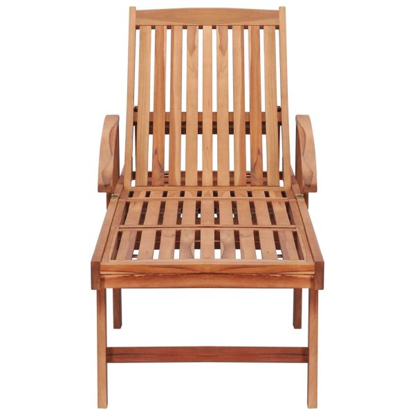 Шезлонги с бежови шалтета, 2 бр, тиково дърво масив