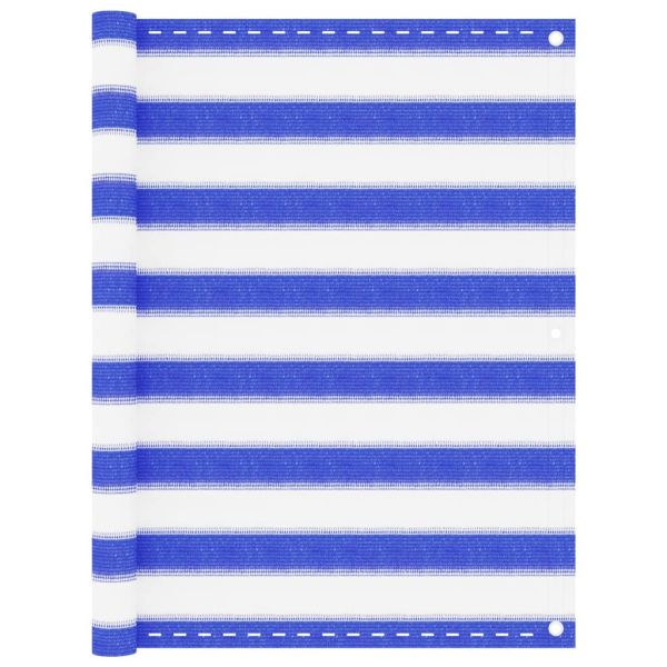 Балконски параван, синьо и бяло, 90x500 см, HDPE