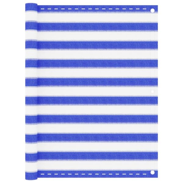 Балконски параван, синьо и бяло, 120x500 см, HDPE