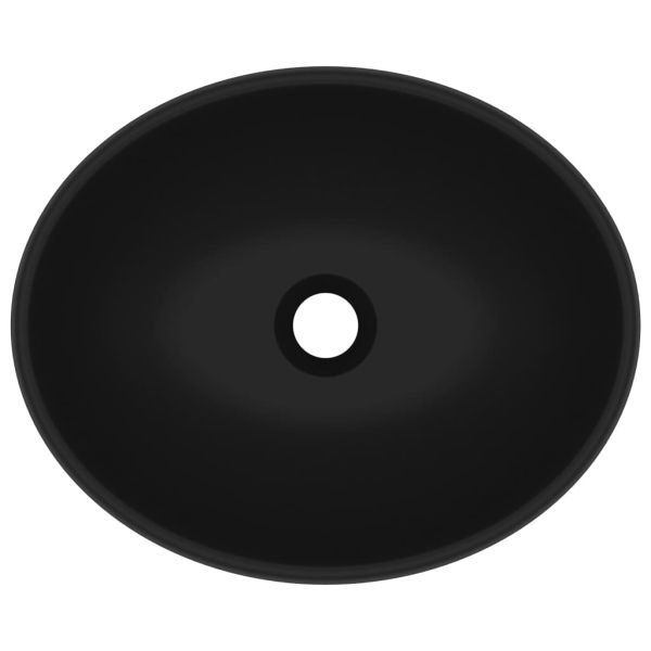 Луксозна овална мивка, матово черна, 40x33 см, керамика