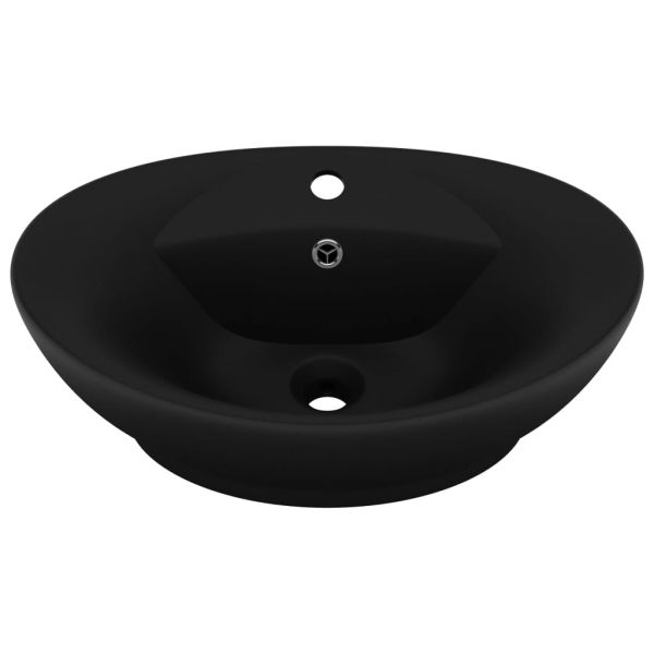 Мивка с преливник лукс овал черен мат 58,5x39 см керамика