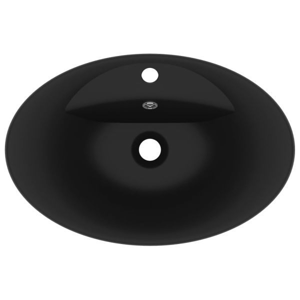 Мивка с преливник лукс овал черен мат 58,5x39 см керамика