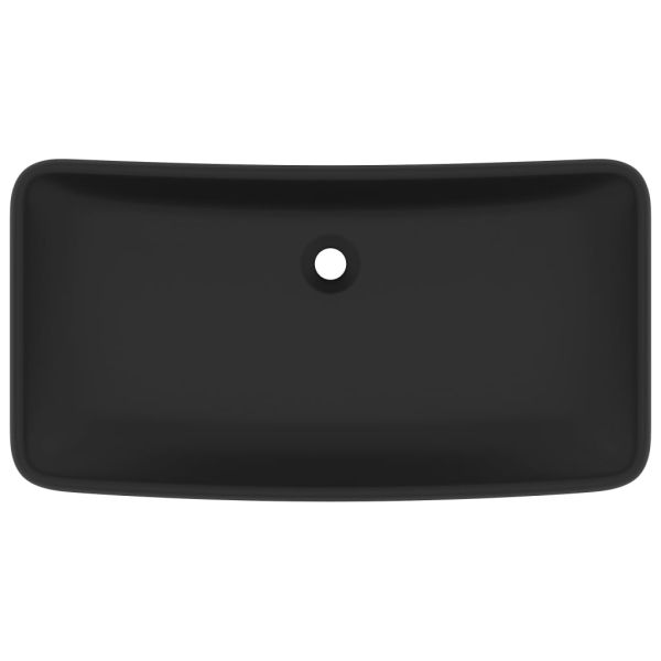 Луксозна правоъгълна мивка матово черна 71x38 см керамика