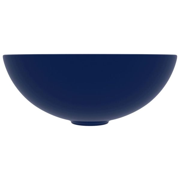 Керамична мивка за баня, тъмносиня, кръгла