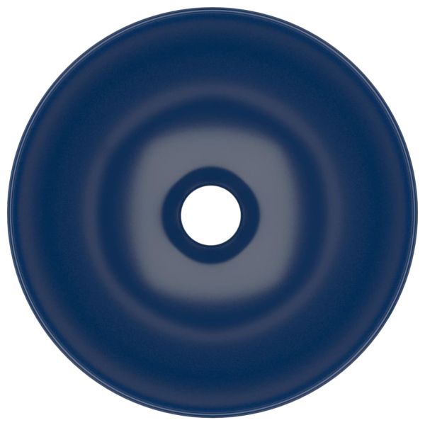 Керамична мивка за баня, тъмносиня, кръгла