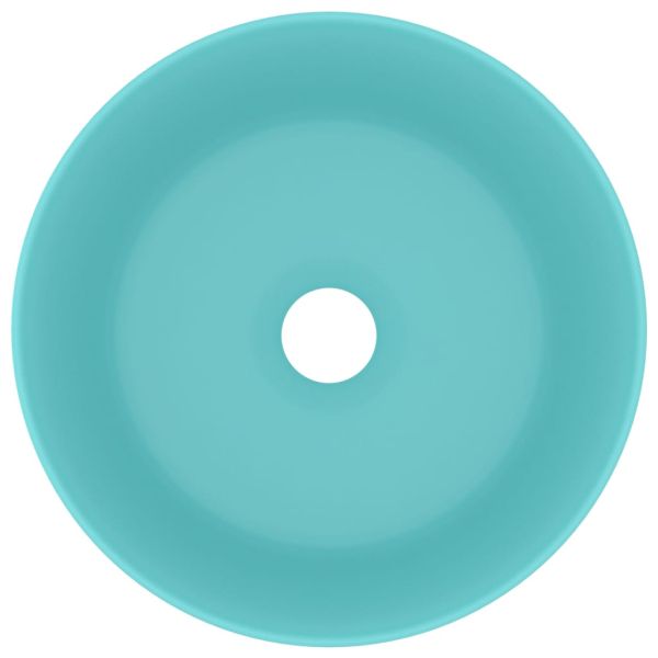 Луксозна кръгла мивка, матово светлозелена, 40x15 см, керамика
