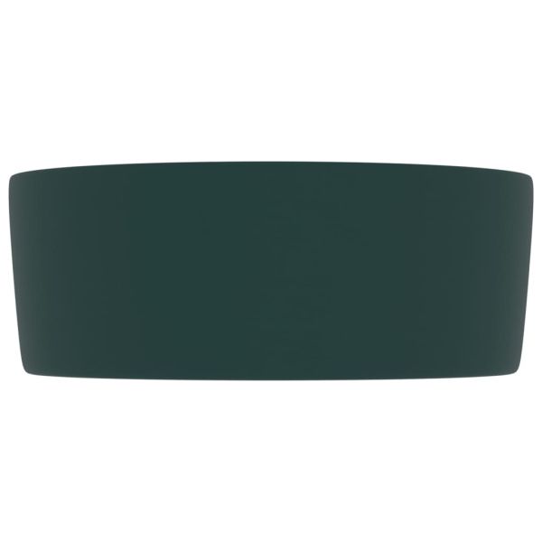 Луксозна кръгла мивка, матово тъмнозелена, 40x15 см, керамика