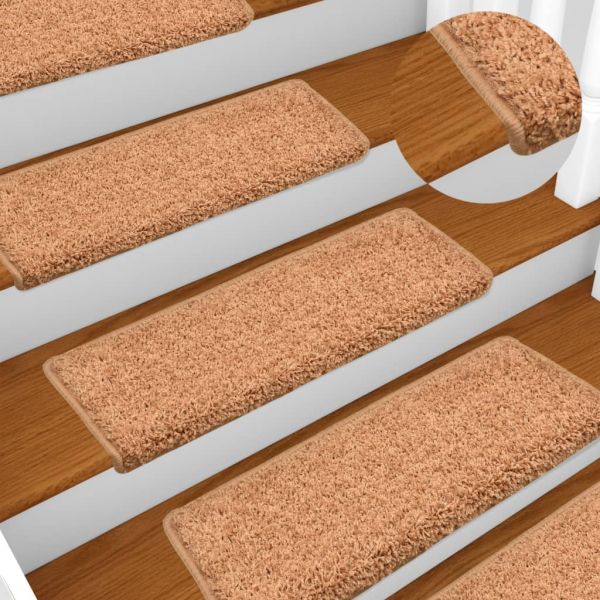 Изтривалки за стълби, 10 бр., 65x21x4 см, кремави, с правоъгълен ръб