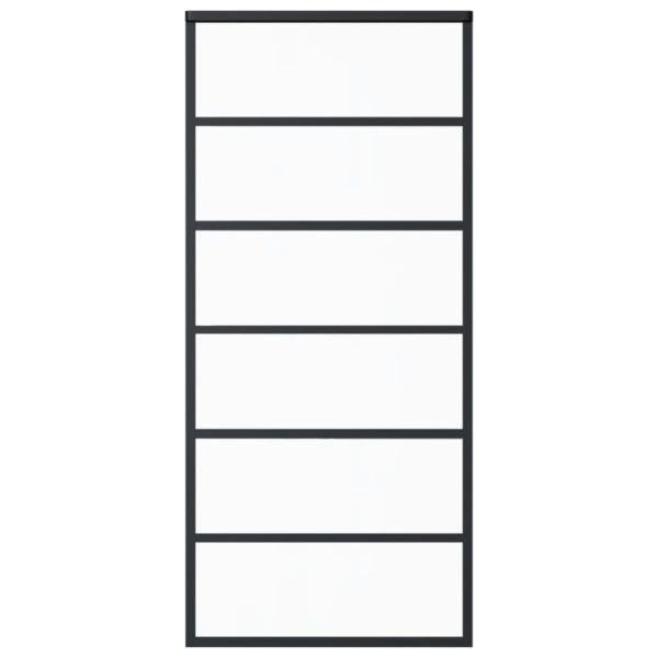 Плъзгаща врата, ESG стъкло и алуминий, 90x205 см, черна