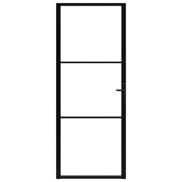 Интериорна врата, ESG стъкло и алуминий, 83x201,5 см, черна