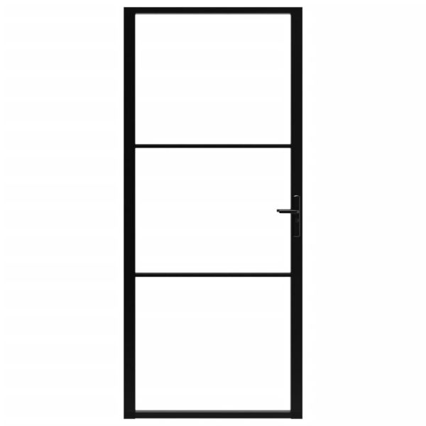 Интериорна врата, ESG стъкло и алуминий, 102,5x201,5 см, черна