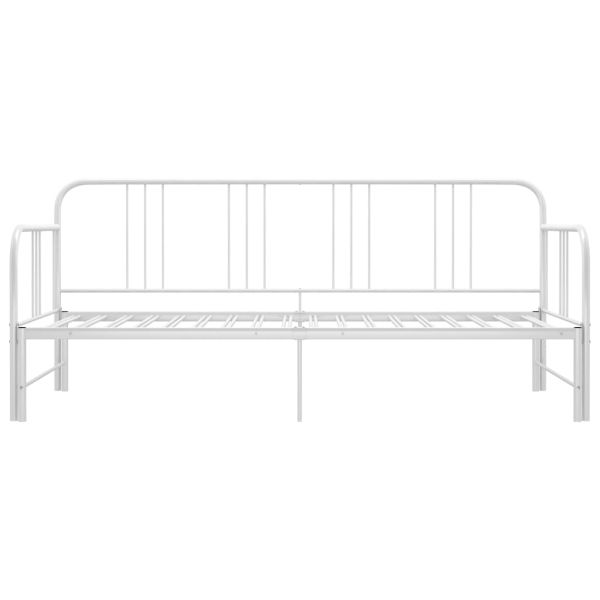 Рамка за легло, разтегателен диван, бяла, метал, 90x200 см