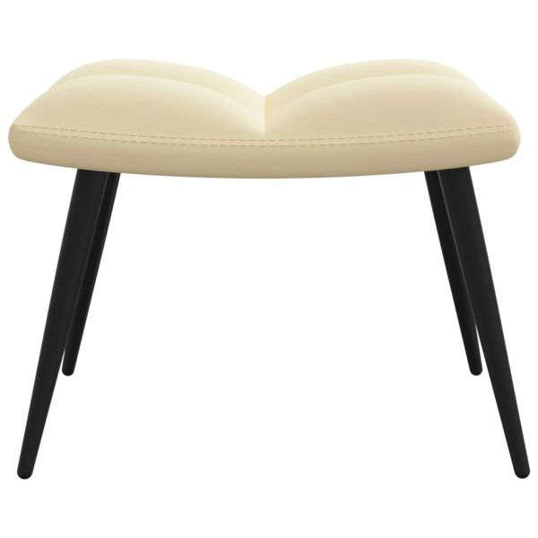 Стол за релакс с табуретка, кремавобял, кадифе