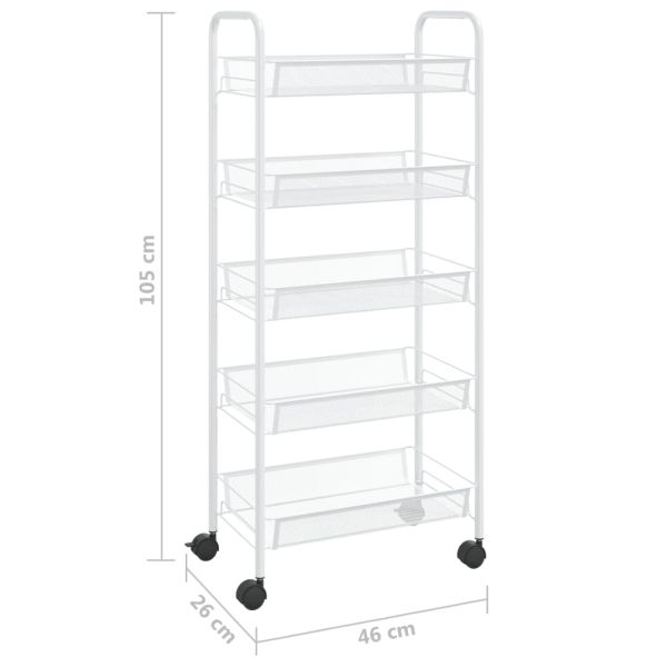 Кухненска количка на 5 нива, черна, 46x26x105 см, желязо