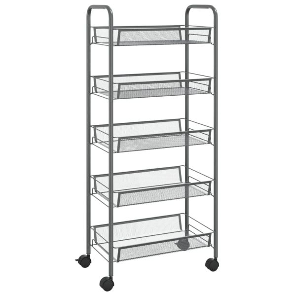 Кухненска количка на 5 нива, сива, 46x26x105 см, желязо