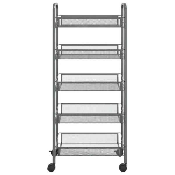 Кухненска количка на 5 нива, сива, 46x26x105 см, желязо