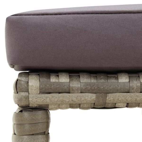 Градински табуретки с възглавници, 4 бр, полиратан, сиви