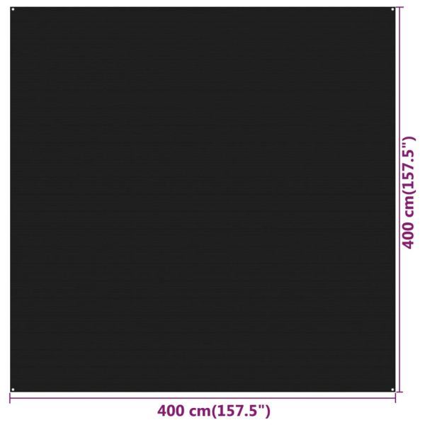 Килим за палатка, 400x400 см, черен, HDPE