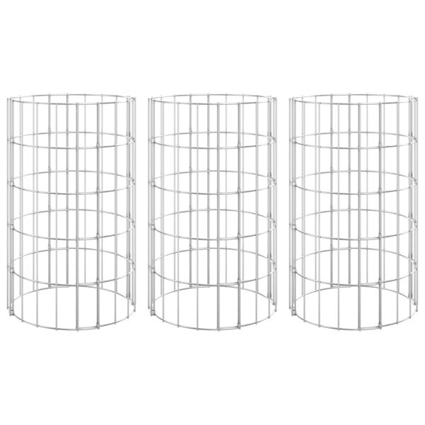 Габион кръгли повдигнати лехи 3 бр поцинкована стомана Ø30x50см