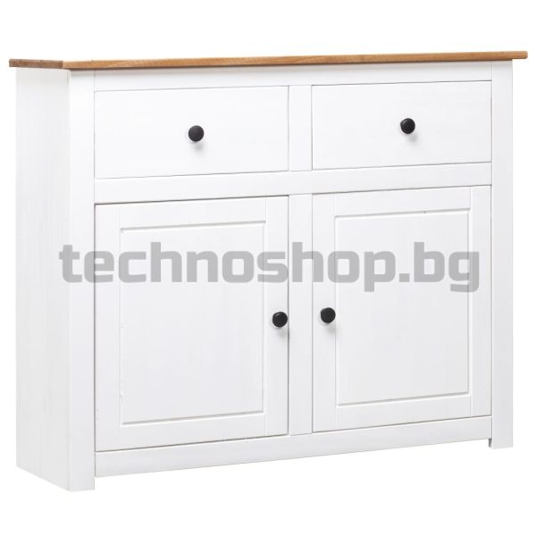 Сайдборд, бял, 93x40x80 см, бор масив, стил Панама